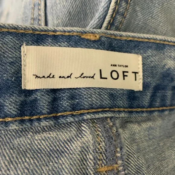 Ann Taylor Loft Cutoff Denim Shorts 27 Med Wash Cotton Pockets Button Zip - Picture 5 of 5